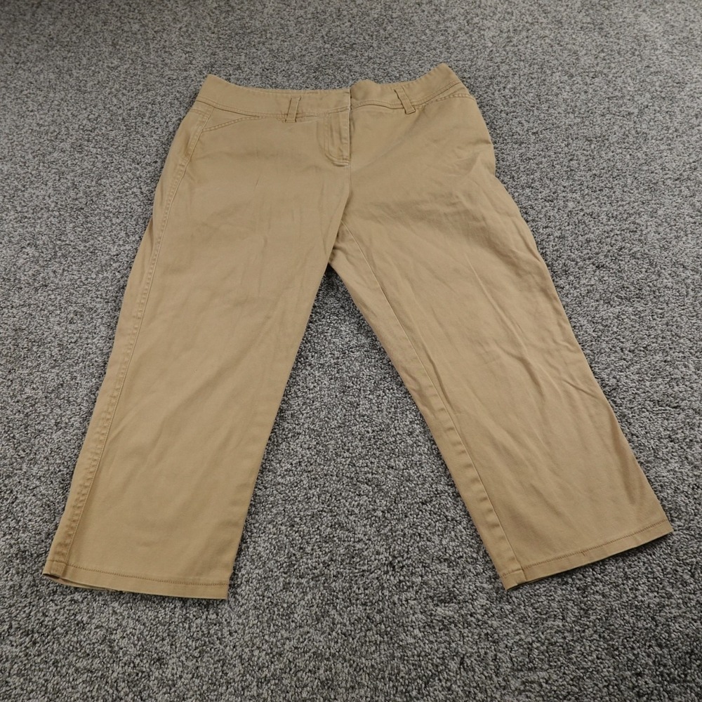J Crew Pants Womens 10 Brown Tan Beige Chino Trouser Mid Rise Flat Front Stretch